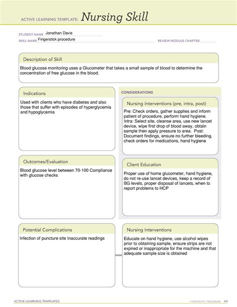 Fingerstick procedure - ACTIVE LEARNING TEMPLATES THERAPEUTIC PROCEDURE A Nursing Skill STUDENT ...