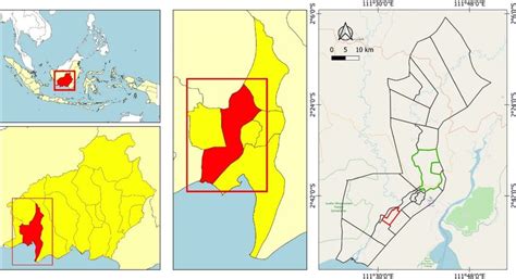 Administration boundary map of Baru Village (green) and Kumpai Batu ...