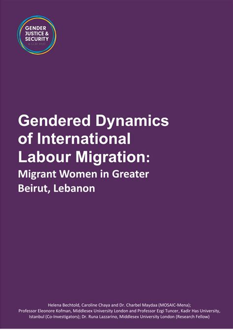 Pdf Gendered Dynamics Of International Labour Migration Migrant