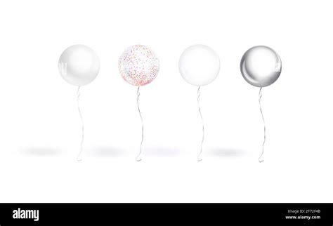 Blank White Round Balloon With Confetti Mockup Front View Stock Photo