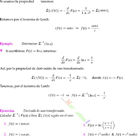 Derivada De Una Transformada De Laplace Ejercicios Resueltos