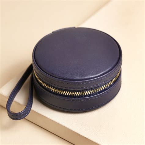 Mini Round Travel Jewellery Case in Navy | Storage | Lisa Angel