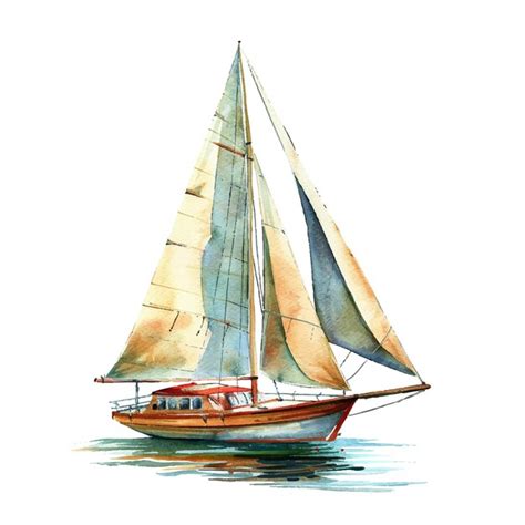 Premium Vector Sailboat Vector Illustration In Watercolor Style