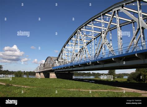 Poland - Grudziadz, famous truss bridge over Vistula river ...