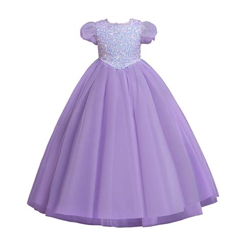 Taqqpue Children Dress Girl Puff Sleeve Princess Dress Long Sequin