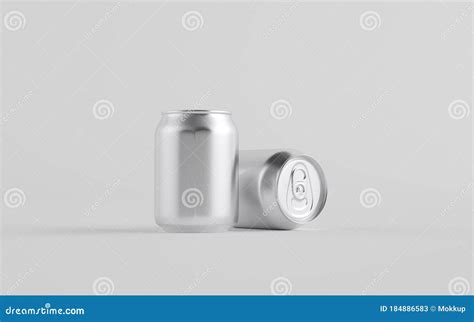 8 Oz 250ml Stubby Aluminium Beverage Can Mockup Two Cans Blank