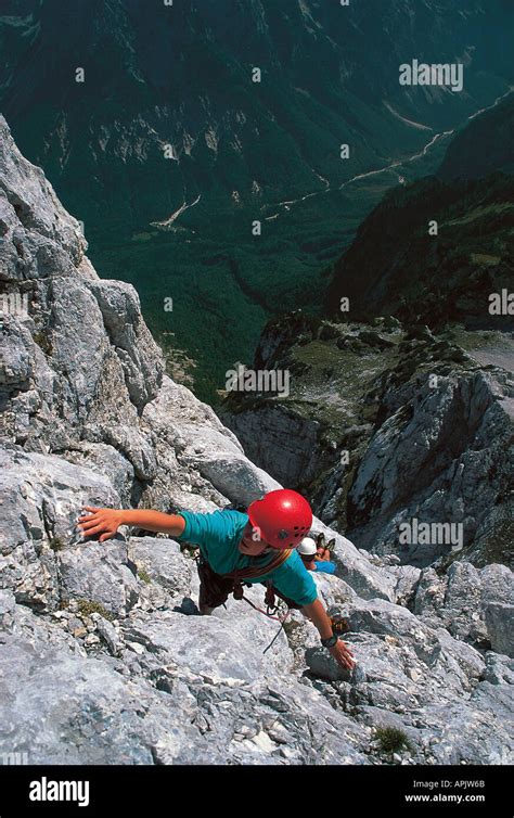 Climber in Julian Alps Stock Photo - Alamy