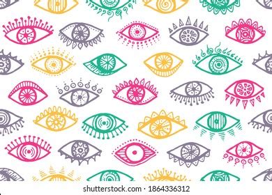 Different Human Eyes Naive Seamless Ornament Stock Vector Royalty Free