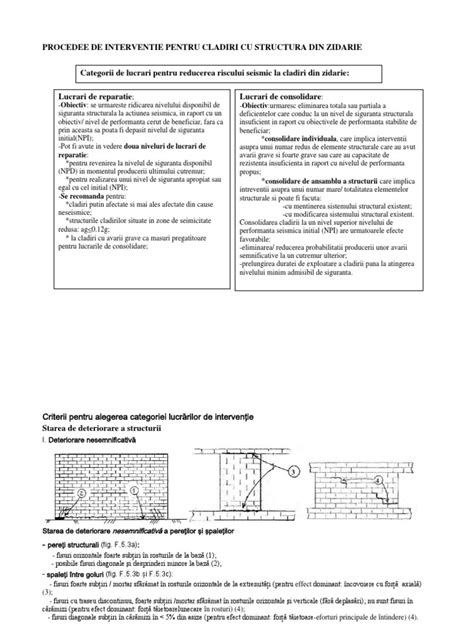 Pdf Procedee De Interventie Pentru Cladiri Cu Structura Din Zidarie