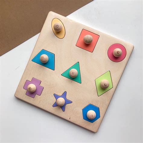 Puzzle en bois de forme géométrique Montessori puzzle Wooden Etsy