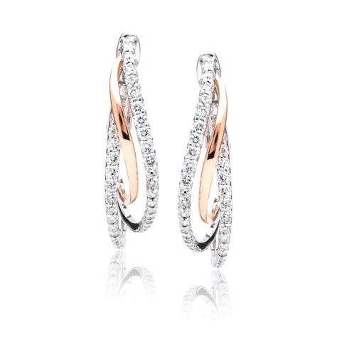 Rose And White Gold Diamond Hoop Earrings Jm Edwards