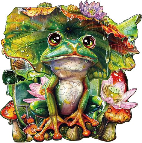 Amazon WOODBESTS Wooden Puzzle For Adults Cute Frog Puzzle M