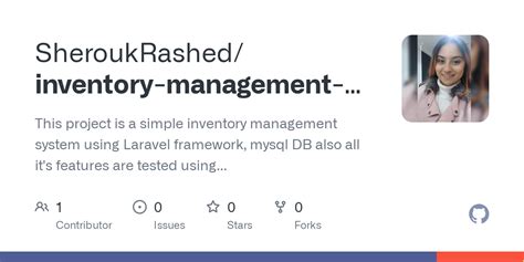 GitHub SheroukRashed Inventory Management System This Project Is A