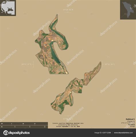 Dubasari District Moldova Sentinel Satellite Imagery Shape Isolated