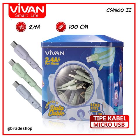 Jual New 2 4A Kabel Data Vivan CSM100 II Micro Android Full Colour