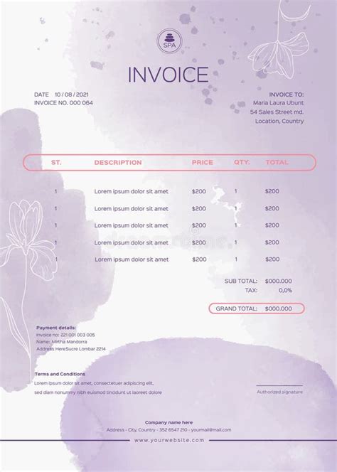 Beauty Saloon Invoice Template Stock Illustration Illustration Of