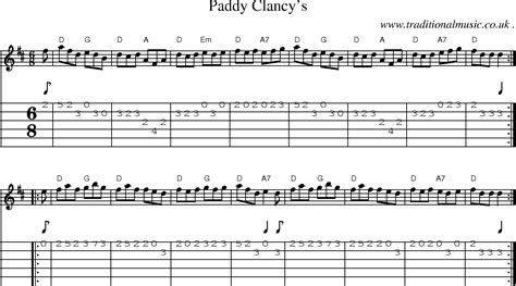 Scottish Tune Sheetmusic Midi Mp Guitar Chords Tabs Paddy Clancys