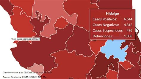 Covid 19 Hidalgo Suma 6 Mil 544 Casos Y Mil 8 Muertes 29 Julio La