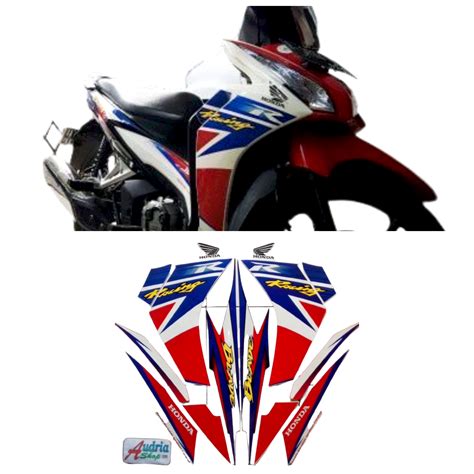 Stiker Striping Motor Honda Blade Racing R Biru Merah Lazada