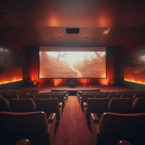 Premium Photo | A movie theater with a large screen