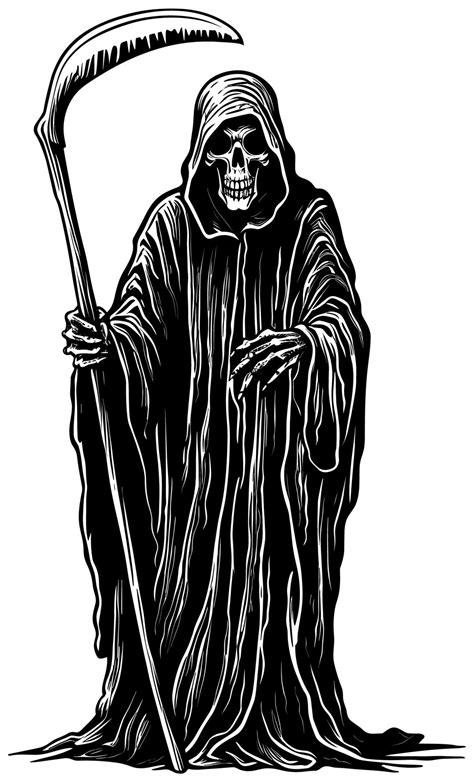 Grim Reaper Linocut 33067963 Vector Art at Vecteezy