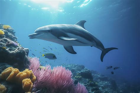 Dolphins swimming in the undersea, Beautiful Underwater and colorful ...