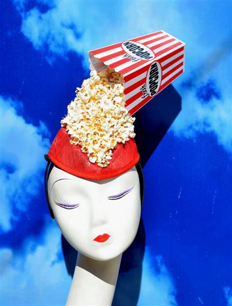 Spilled Popcorn Red Costume Fascinator Headpiece Hat Stripes Pinup