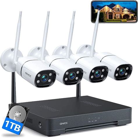 4 Camera Security Camera System-1TB HDD Wired, IP66 Waterproof, 8CH NVR ...