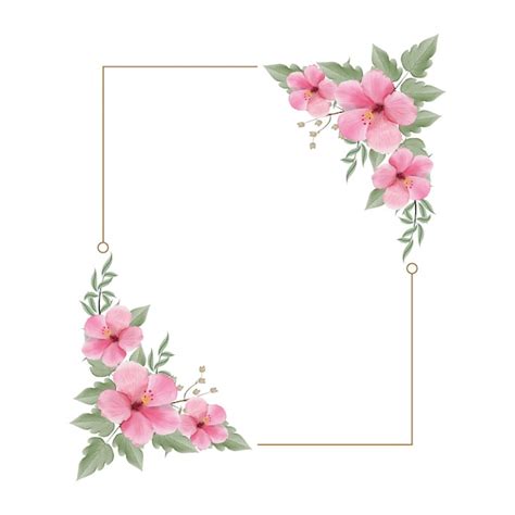 Premium Vector Beautiful Watercolor Floral Frame With Hibiscus Flower