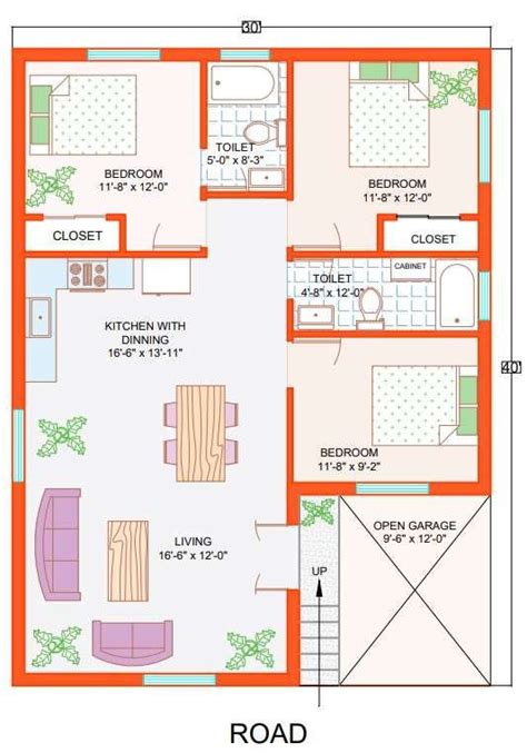 30 Ft X 40ft House Floor Plan In Dwg Files Unique House Plans Modern House Plans Industrial