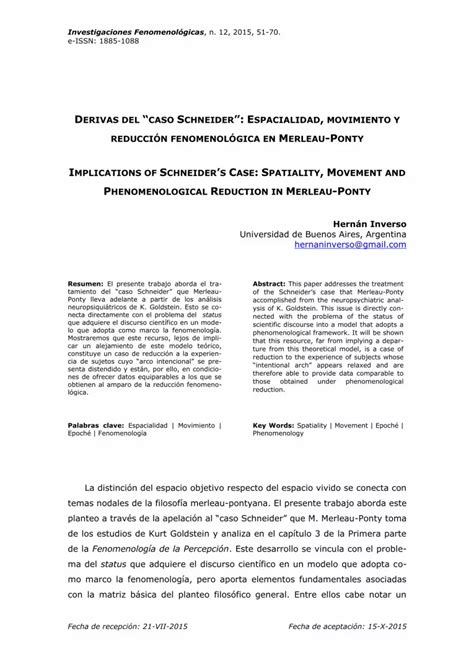 Derivas Del Caso Schneider Espacialidad Movimiento Y Reducci N