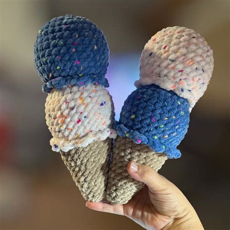 No Sew Double Scoop Ice Cream Cone Crochet Pattern Ice Cream Cone