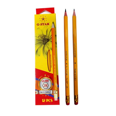 Hộp 12 cây Bút chì gỗ thân vàng G-star 009 ( 2B-3B-4B-5B-6B ) | Lazada.vn