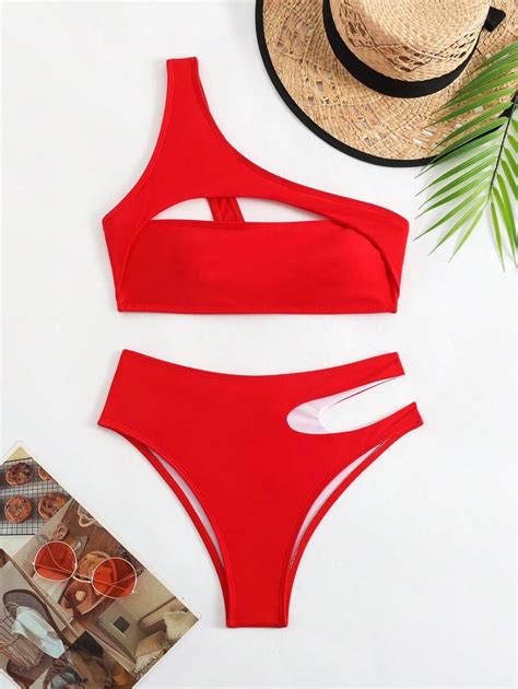 SHEIN Swim SXY Conjunto de Maiô Bikini sem fio de duas peças simples de