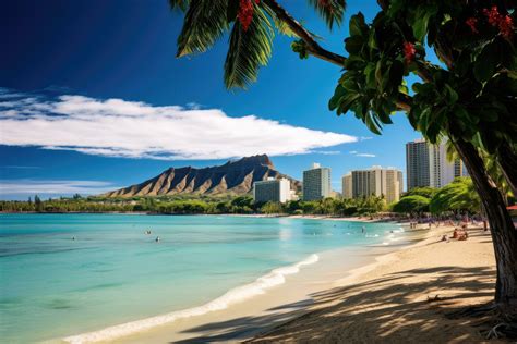 AI generated Panoramic view of Waikiki Beach in Honolulu, Hawaii