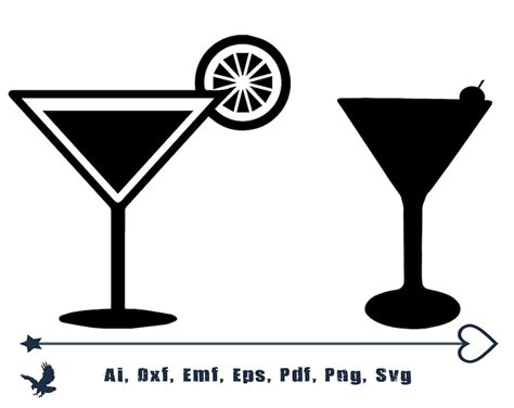 Martini Glass Svg Silhouette Cut Files Cricut Cut Files Eps Etsy