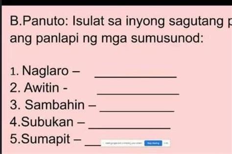 Isulat Sa Inyong Sasagutang Papel Ang Panlapi Ng Mga Sumusunod Naglaro