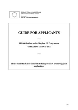 Fillable Online Ec Europa Guide For Applicants 116 000 OG 2012 Clean