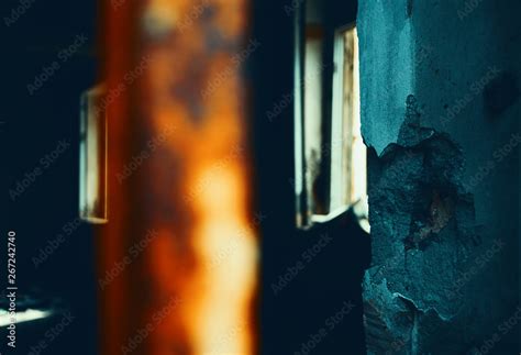 Destroyed Room In Abandoned Building Sun Rays Light Up Messy