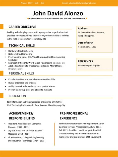 John David Alonzo Career Objective Pdf