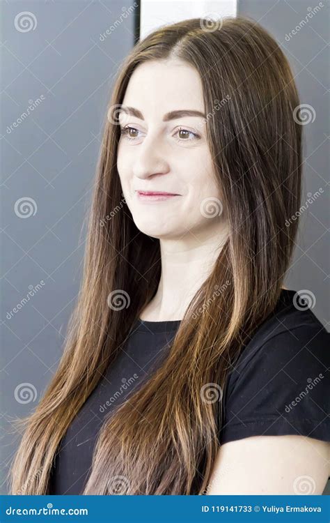 Portrait Of Beautiful Brunette With Long Hair Stock Image Image Of Black European 119141733