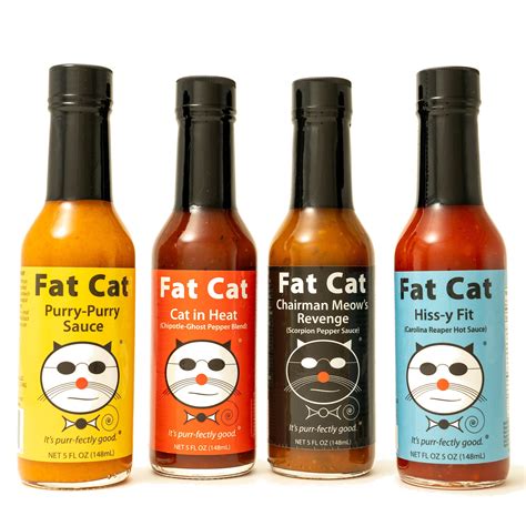 Funny Cat Name 4 Bottle Hot Sauce Bundle by Fat Cat Gourmet – Fat Cat ...
