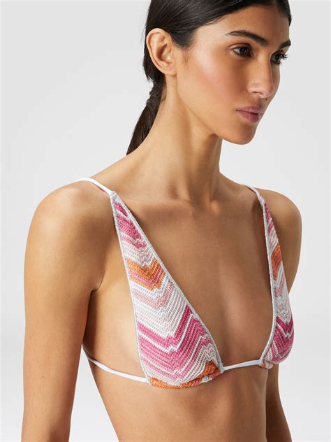 Viscose Blend Chevron Bikini With Lurex Pink Missoni