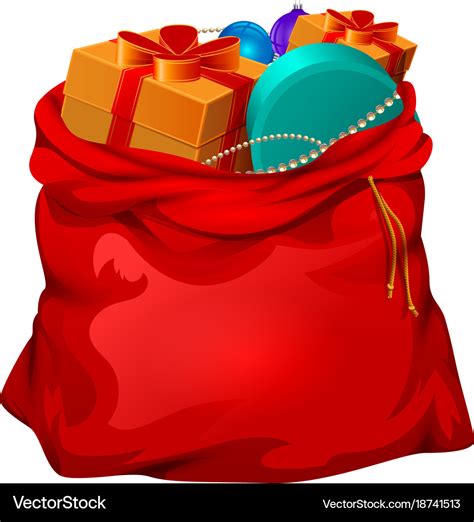 Red open santa bag with gifts christmas accessory Vector Image