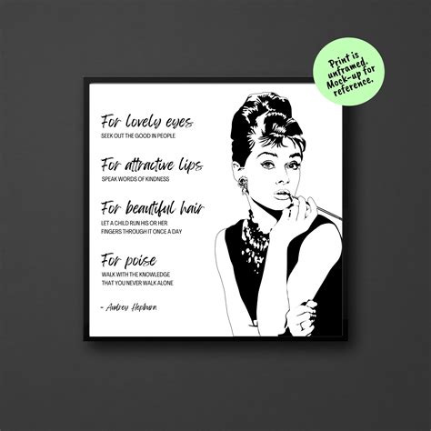 Audrey Hepburn Wall Art, Audrey Hepburn Print, Audrey Hepburn Quote on Beauty, Iconic Wall Art ...