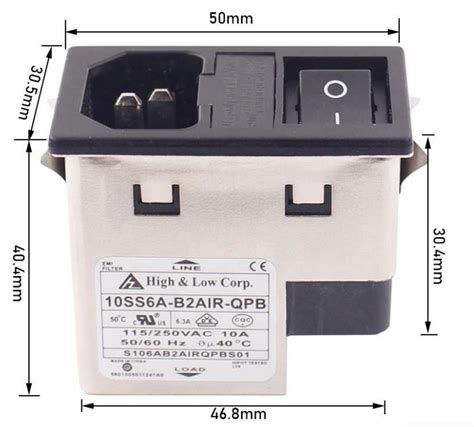 Iec 320 Ac Emi Filter 10a Emc Noise Filter Power Entry Module