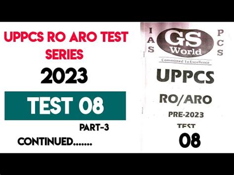 Test 08 Part 3 UPPCS RO ARO 2023 TEST SERIES GS WORLD RO ARO