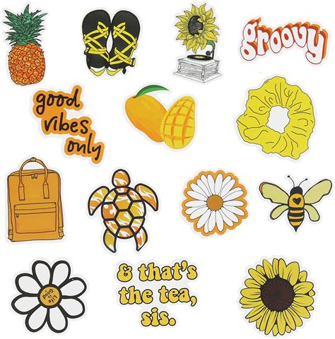 Roberly Yellow VSCO Stickers Cute Trendy Aesthetic Amazon Co Uk