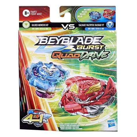 Toupies Beyblade Burst Quad Drive Gilded Nemesis Vs Salvage Vatryek