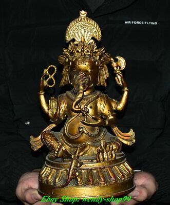 Old Tibet Bronze Gilt Arms Ganesh Lord Ganesha Elephant God